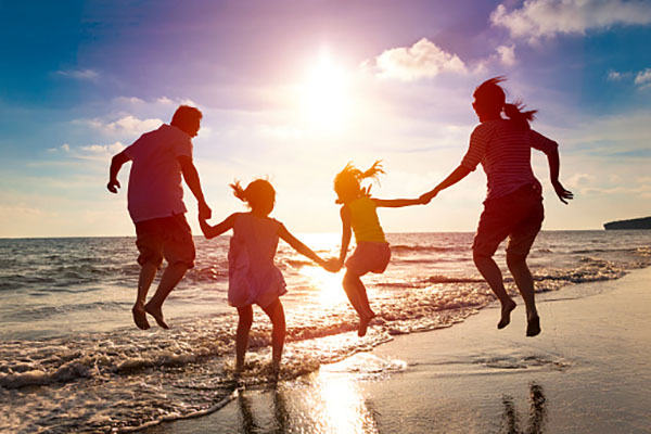 family on the beach